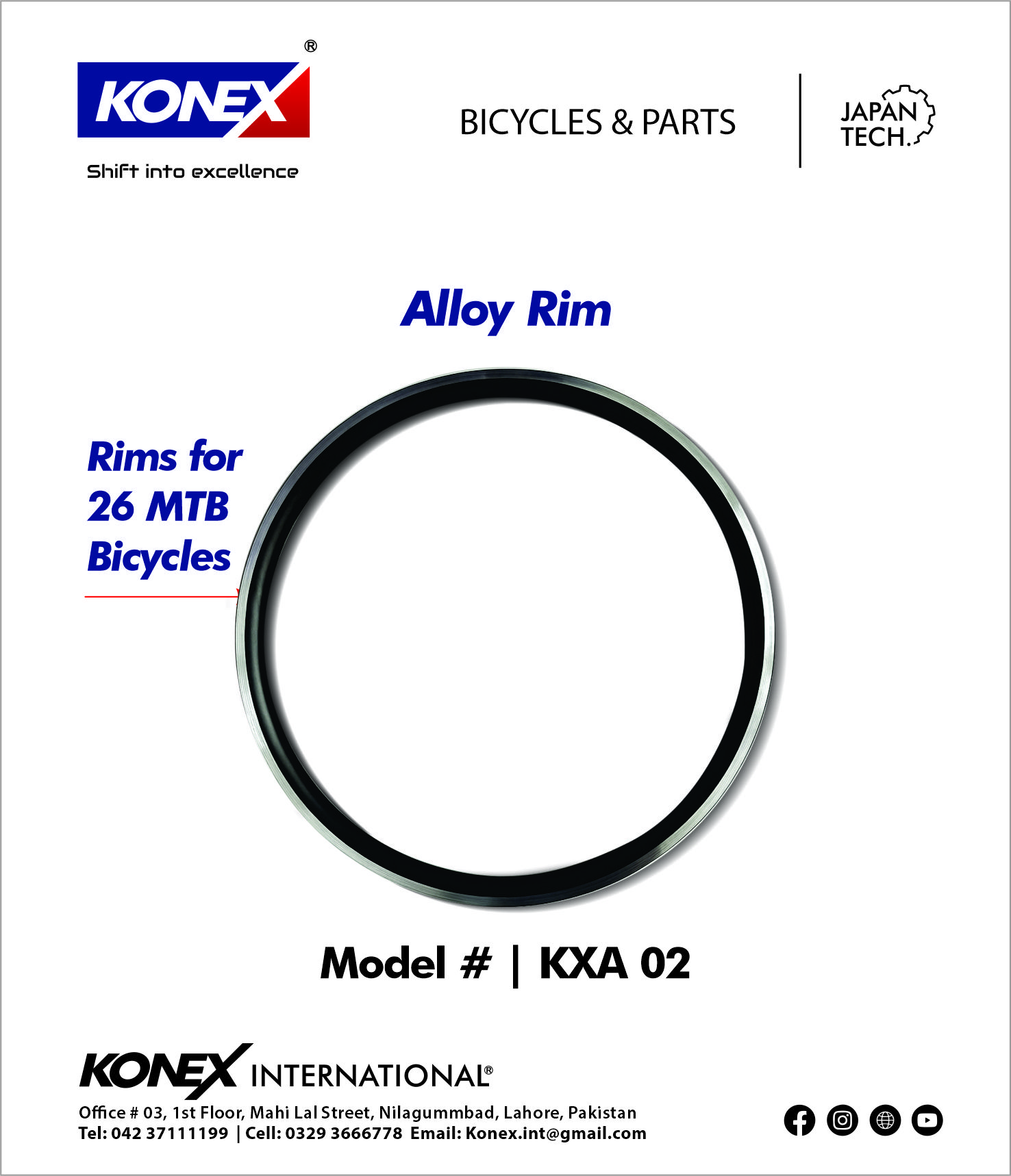KONEX KXA-02 Alloy Rim For 26MTB Bicycle