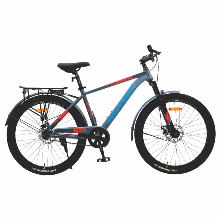 26KX606-07ST | Premium 26″ Bicycle for Adults Steel Carrier (Grey)